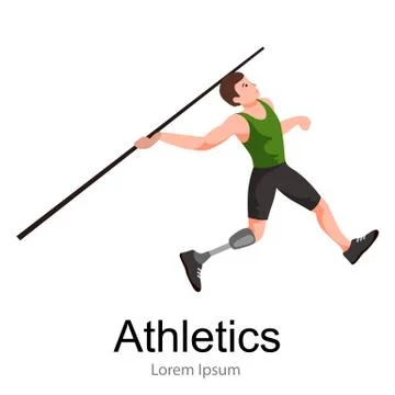 Disabled athlete with prosthesis isolated concept, sport for people  , phys.. Stock Illustration