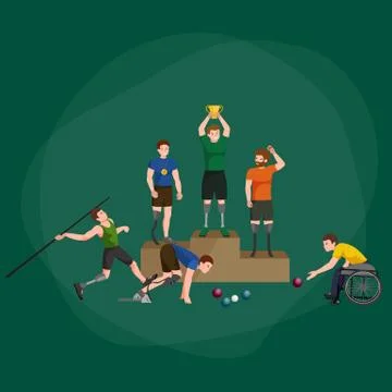 Disabled athlete with prosthesis isolated concept, sport for people  , phys.. Stock Illustration