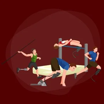 Disabled athlete with prosthesis isolated concept, sport for people  , phys.. Illustrazione stock