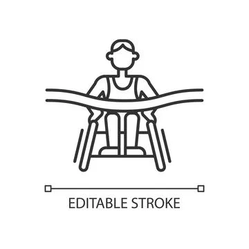 Disabled athletes linear icon Stock Illustration