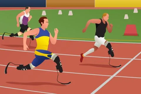 Disabled Athletes in Running Competition Stock Illustration