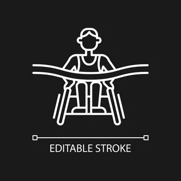 Disabled athletes white linear icon for dark theme Stock Illustration