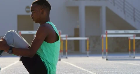 Disabled athletic exercising on a running track 4k Stock Footage 96094514