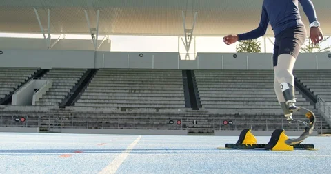 Disabled athletic getting ready for the race 4k 스톡 동영상 96094551