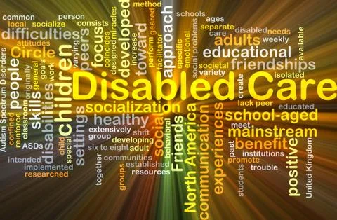 Disabled care background concept glowing Stock Illustration