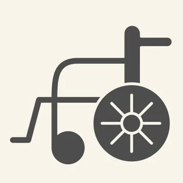 Disabled carriage solid icon. Hospital wheelchair glyph style pictogram on white Stock Illustration