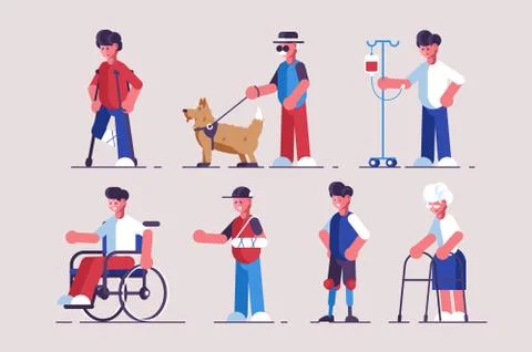 Disabled characters set Stock Illustration