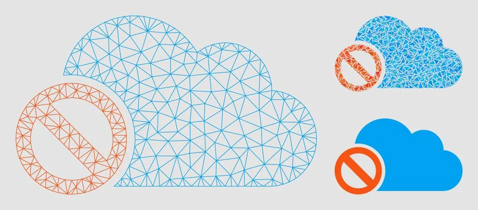 Disabled Cloud Vector Mesh Network Model and Triangle Mosaic Icon Stockillustratie