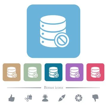 Disabled database flat icons on color rounded square backgrounds Stockillustratie