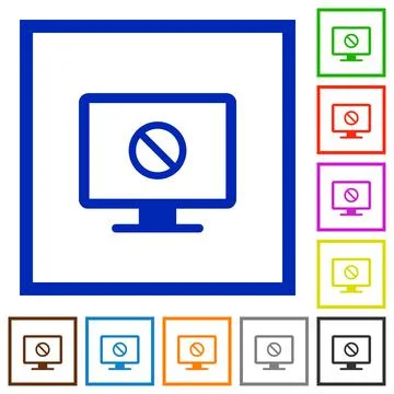 Disabled display flat framed icons Illustrazione stock