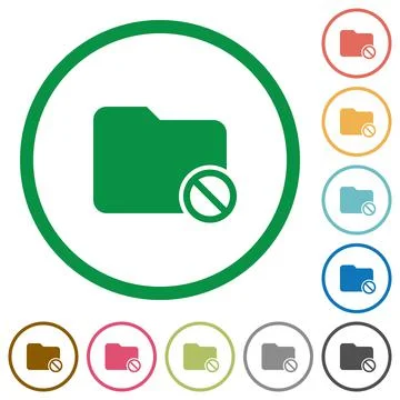 Disabled folder flat icons with outlines Stock Illustration