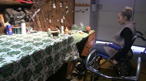A disabled girls work time is over Video stock 45165345