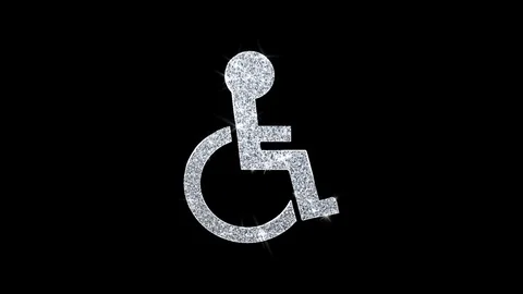 Disabled Handicap Icon Shining Glitter Loop Blinking Particles . Stock Footage 116054973