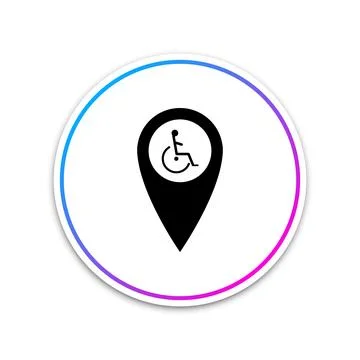 Disabled Handicap in map pointer icon isolated on white background. Invalid Stockillustratie
