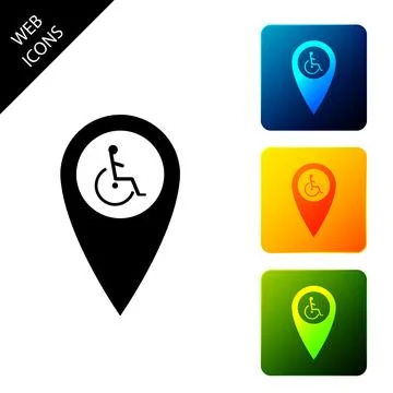 Disabled Handicap in map pointer icon isolated on white background. Invalid Stock Illustration