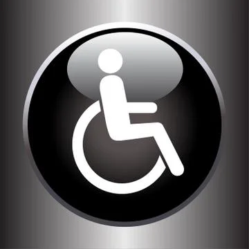 Disabled icon on black button Illustrazione stock