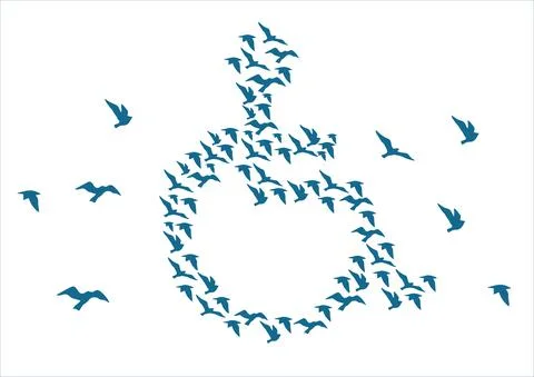 Disabled Icon with blue birds vector illustration Stock Illustration
