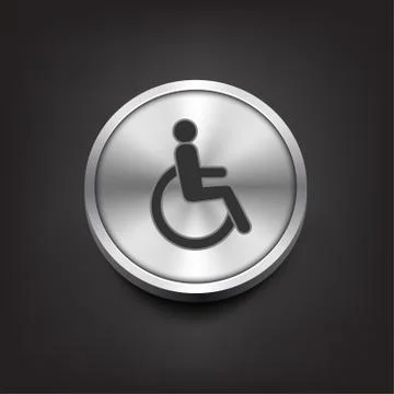 Disabled icon on silver button Stock Illustration