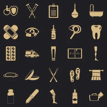 Disabled icons set, simple style 스톡 일러스트