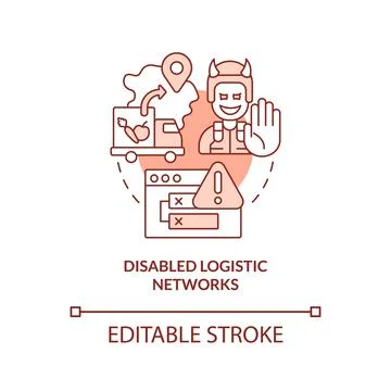 Disabled logistic networks red concept icon Stock Illustration