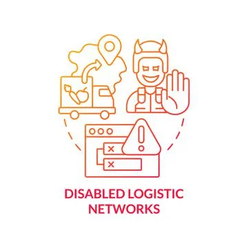 Disabled logistic networks red gradient concept icon Stock Illustration