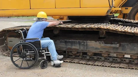 Disabled maintenance mechanic Stock Footage 39715289