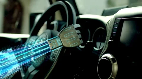 Disabled man driver with artificial prosthetic hand driving car. Robot hand Stock-Footage 336265760