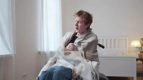 A disabled man has a flu Stock Footage 163182488