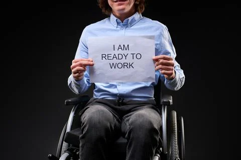Disabled man is ready to work Foto stock