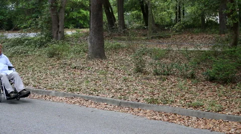 Disabled Man Using Wheelchair Stock Footage 48915197