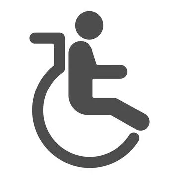 Disabled man in wheelchair solid icon, disability concept, disabled man in Stock Illustration
