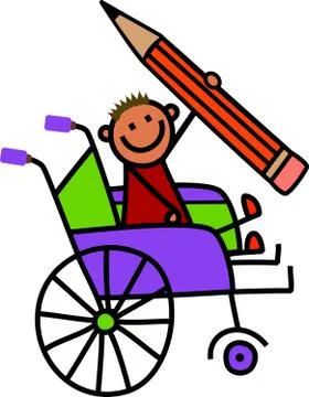 Disabled Pencil Boy Stock-Illustration