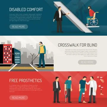 Disabled People Banners Set Stock Illustration