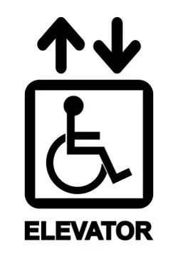 Disabled People Elevator Sign Stock Illustration