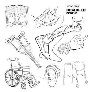 Disabled people Stock Illustration