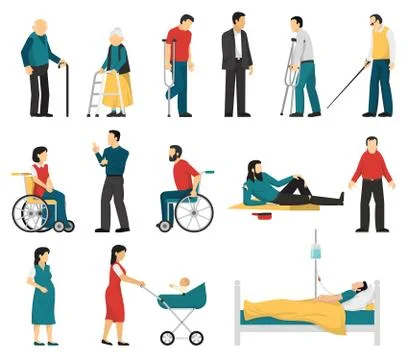 Disabled People Set Stockillustratie