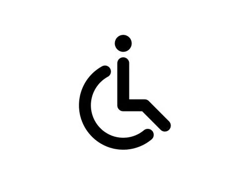 Disabled person icon. Man using a wheelchair common pictogram. For maps of ac Stock Illustration