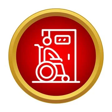 Disabled person using an elevator for accessibility Stock Illustration