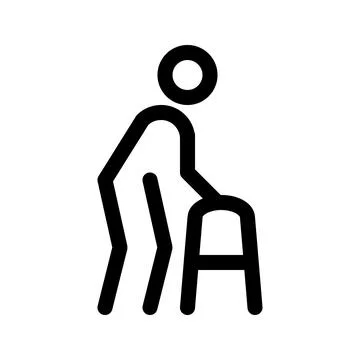 Disabled person with walker icon. Stock Illustration