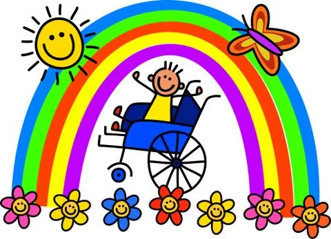 Disabled Rainbow Boy Stock-Illustration