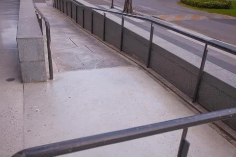 Disabled ramp access to building for disable people Stock Photos