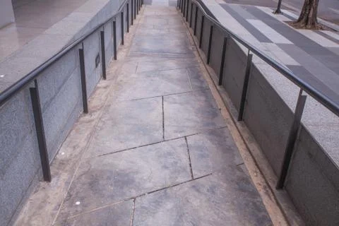 Disabled ramp access to building for disable people Stock Photos