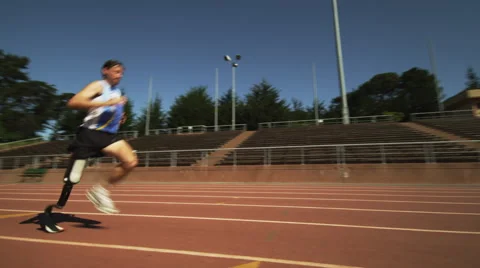 Disabled Runner on track Stock Footage 62901350