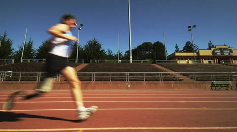 Disabled Runner on track Stock Footage 62901671