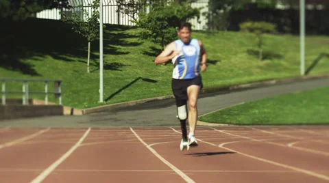 Disabled Runner on track Stock Footage 62901804
