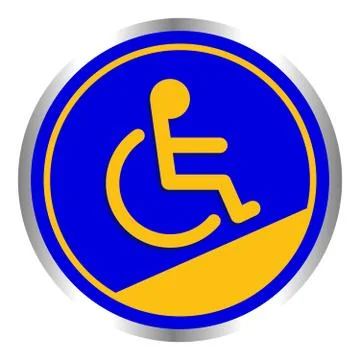 Disabled signs circle frame blue colors background, sign boards for disabilit Illustrazione stock