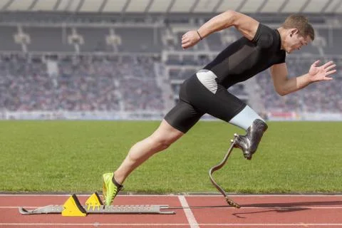 Disabled sprinter start block Stock Photos