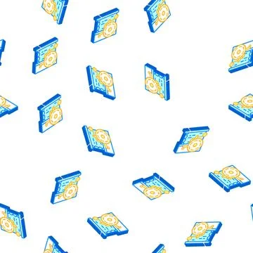 Disabled voting booth isometric icon seamless pattern Stock Illustration