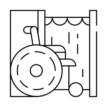 Disabled voting booth line icon vector illustration Illustrazione stock
