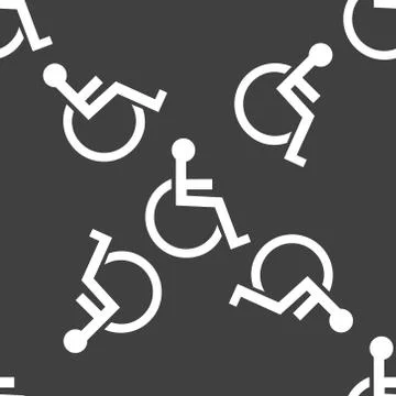 Disabled web icon. flat design. Seamless pattern. Stock Illustration